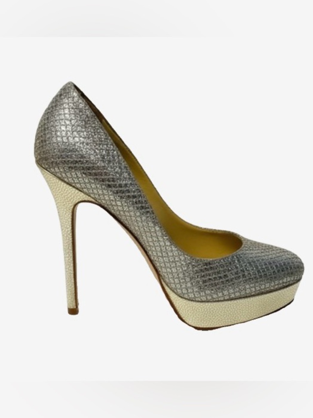 🛍️ Jimmy Choo Authentic Alex Cosmic Champagne Glitter Heels W/Box & Dust Cover